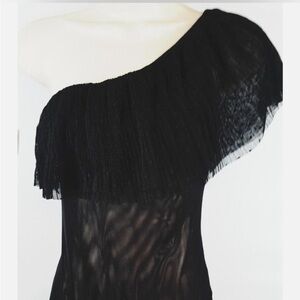 bebe Black One-Shoulder Bodysuit